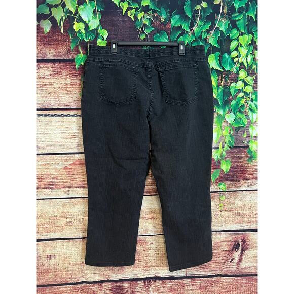 Riders by Lee Black Crop Straight Leg Denim Jeans Women Size 24 Plus 40x25 EUC - Picture 2 of 6